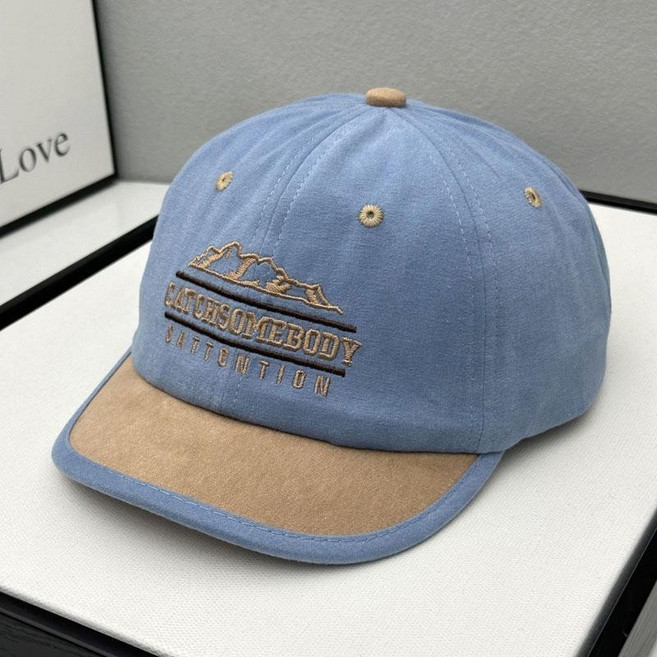 新款拚色韓版字母帽簷棒球帽刺繡春夏新款韓版百鴨舌帽男軟防曬遮陽帽