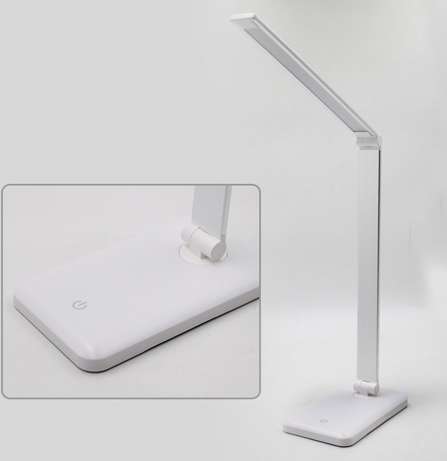 LED 觸控 摺疊 臺燈 附無線充電 護眼 5段調光, 插電3檔調光 USB 銀色