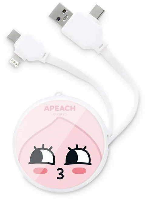 GARMMA KAKAO FRIENDS 家族多合一伸縮充電線, 1個, Apeach, Apeach