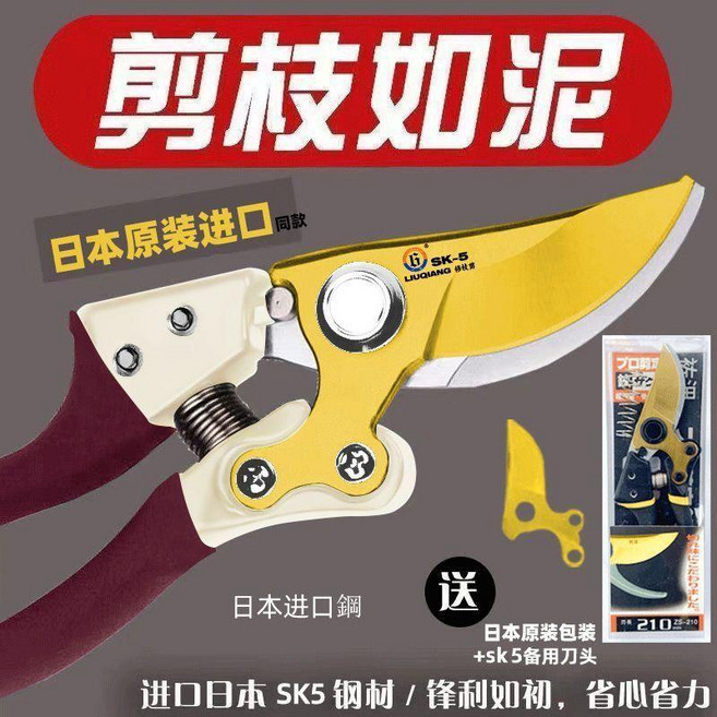 日本進口 SK5 鋼材 園藝剪刀 剪粗枝專業款 鋒利耐用, 1個, 日本原裝進口sk5鋼 假一罰十 , 剪粗枝專業款 送原裝刀頭一個+進口包裝