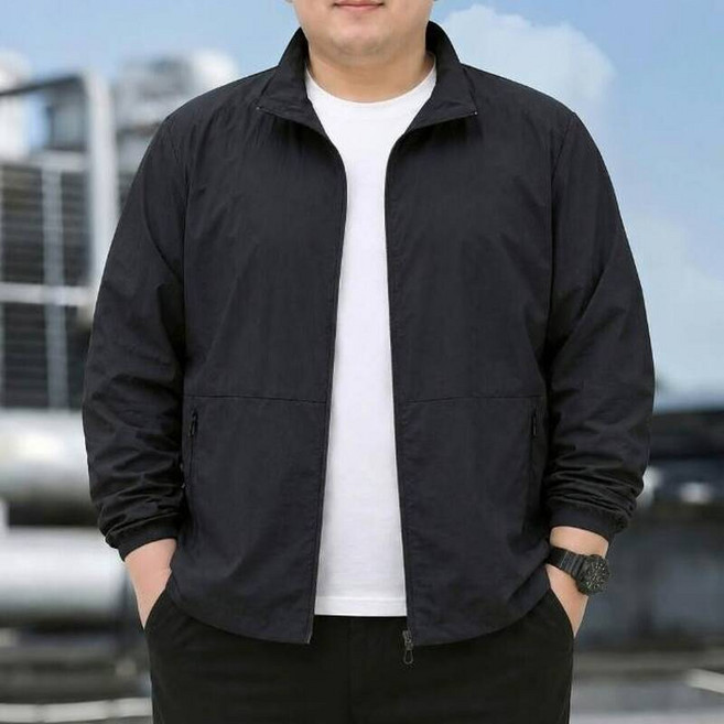 大尺碼防曬外套男排汗冰絲涼感外套速乾透氣休閒運動外套夏天抗uv防曬衣跑步登山夾克輕薄立領外套夏季男生男裝防水輕量衝鋒外套, 黑色