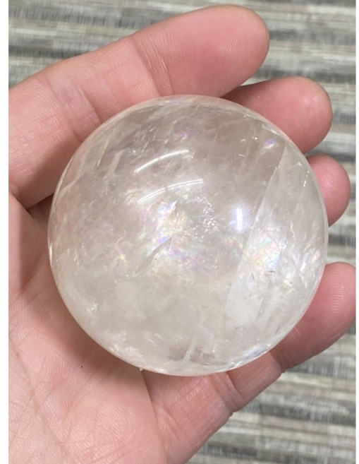天然彩虹白阿賽晶球 風水擺件