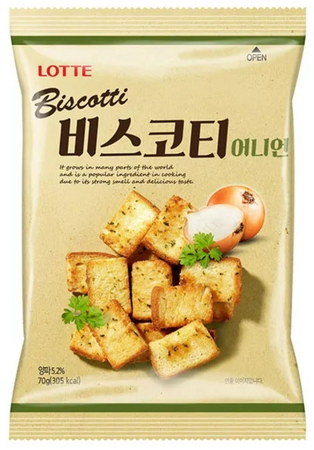LOTTE樂天 洋蔥麵包餅乾 餅乾 酥脆美味 獨特風味, 70g, 1個