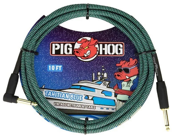 PIG HOG TAHITIAN BLUE Vintage Instrument Cable 10 FT, 1個