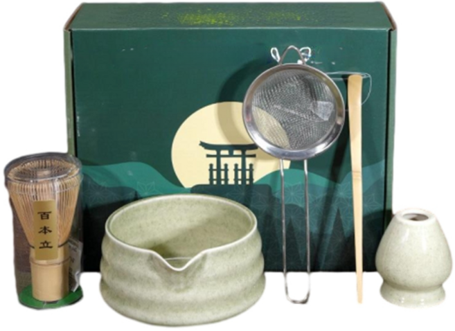 日式抹茶碗套裝, 抹茶色抹茶碗5件套 月彩盒, 1個