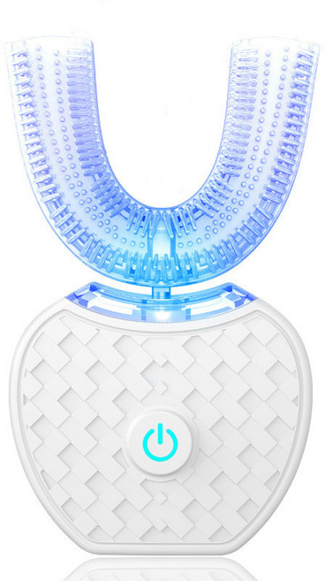 V-WHITE U型電動牙刷 360清潔 15秒速刷 全自動 懶人牙刷 聲波電動牙刷 U型矽膠牙托 IPX7防水 牙齒美白 口腔殺菌 U型包覆無死角, 白色, 1個, 360高效清潔牙齒, 1個