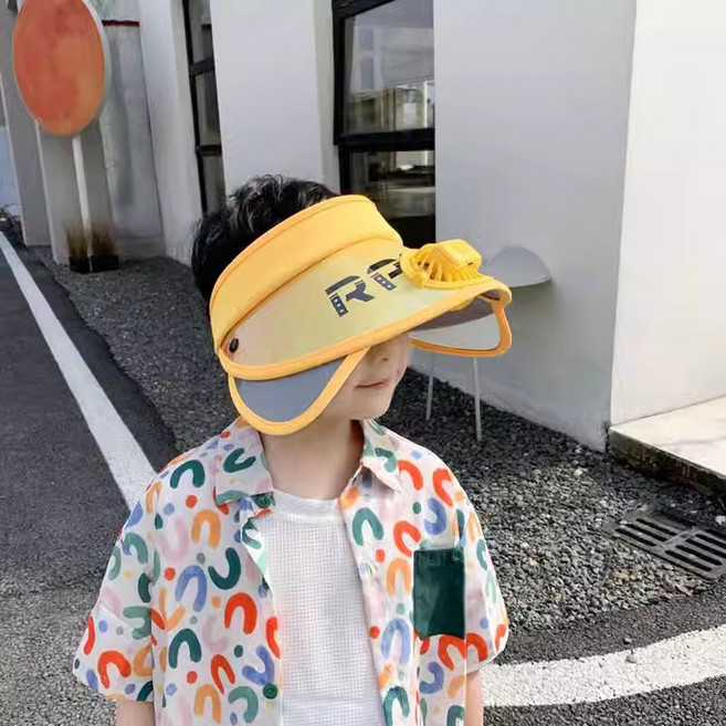 LIULU夏季帶風扇帽子防紫外線伸縮大帽檐親子防曬帽韓版男女兒童遮陽帽