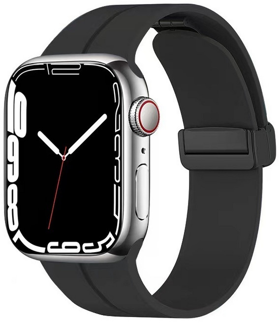 磁吸矽膠錶帶 適用 Apple Watch, 黑色,38/40/41/10-11代, 42mm, 不適用