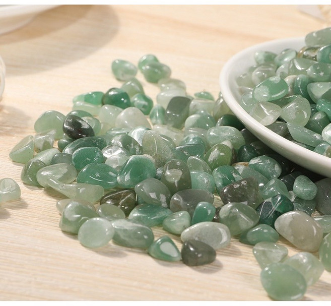 綠東陵水晶碎石 魚缸花盆造景 淨化消磁 能量風水擺件, 綠東陵碎石/包