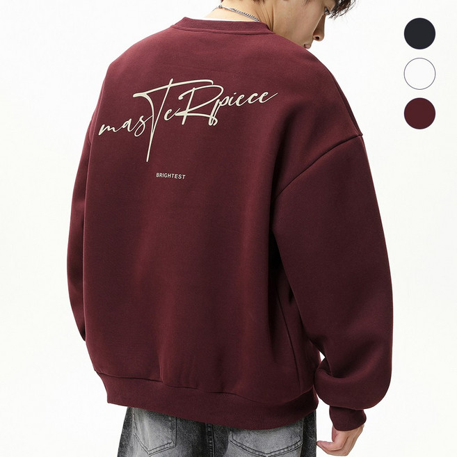 HANYO 남성 빅사이즈 라운드넥 레터링 프린트 빈티지 루즈핏 캐주얼 맨투맨