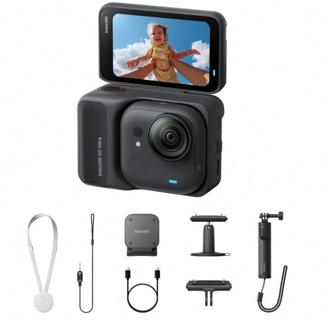 Insta360 GO Ultra 運動相機 4K 人氣套裝, 人氣套裝-黑色, 1個