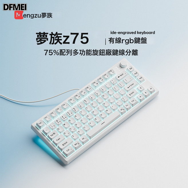 DFMEI 夢族Z75PRO小型機械手感有線鍵盤靜音筆記本外接三模電競遊戲專用, BSUN TOY, 如圖, 白色有線