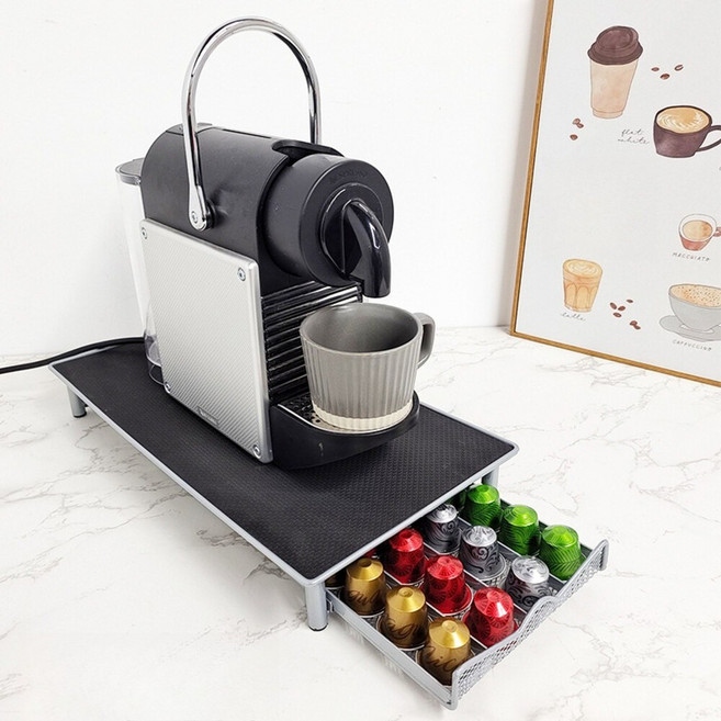 膠囊咖啡收納架 Nespresso膠囊架 40顆 送禮, 抽屜式D款-側開銀黑色, 1個
