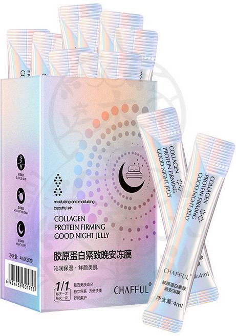 CHAFFUL 膠原蛋白緊緻晚安凍膜 睡眠面膜 免洗, 1個, 晚安凍膜(1盒20條)