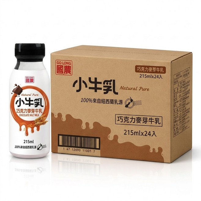 國農 巧克力麥芽牛乳, 24個裝, 215ml