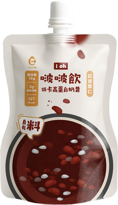 艾禾生醫 i oh 啵啵飲 紅豆薏仁 低卡高蛋白奶昔, 1個, 1份