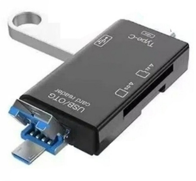 USB OTG 讀卡機, 黑色, 1個, 六合一讀卡機
