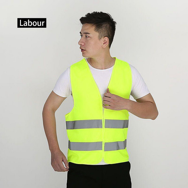 good 背心馬甲工作服防塵反光衣安全服勞保大號市政車檢工地網眼, 1個, 兩橫熒光黃:很熱銷 均碼