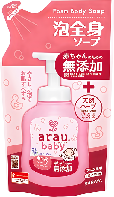 SARAYA arau. 愛樂寶 2合1洗髮沐浴 補充包, 400ml, 1包