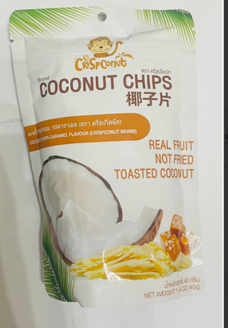 CRISPCONUT 猴子牌 焦糖椰子脆片 烤椰子非油炸, 40g, 1個