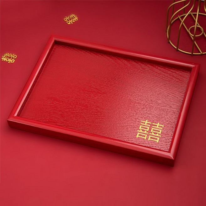 FlowerSP 實木喜慶方形托盤, 1個