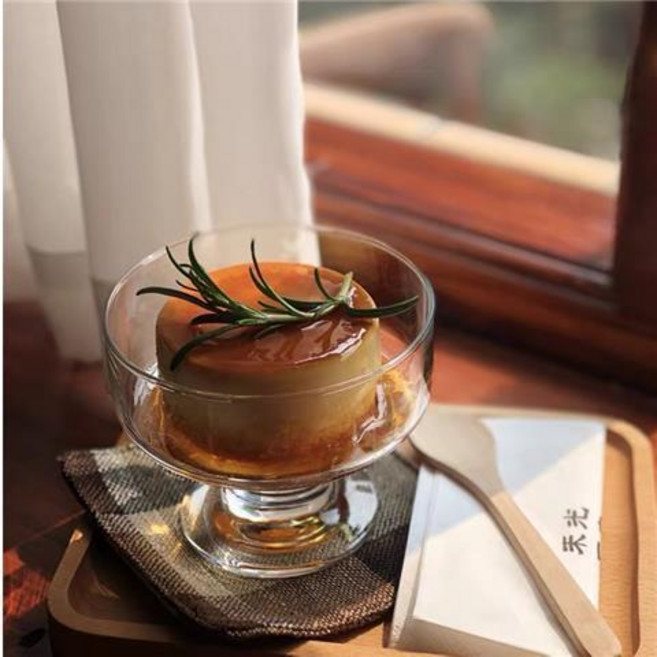 玻璃酸奶杯 高腳甜品杯冰淇淋冰球杯奶昔布丁碗, 透明, 1個