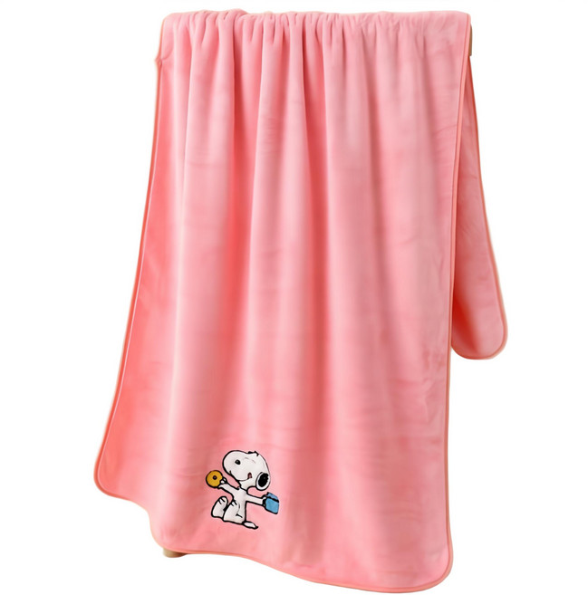 SNOOPY 史努比 純棉刺繡毛巾 可愛卡通造型 純棉親膚 吸水速乾, 粉色浴巾(70x140cm), 1個