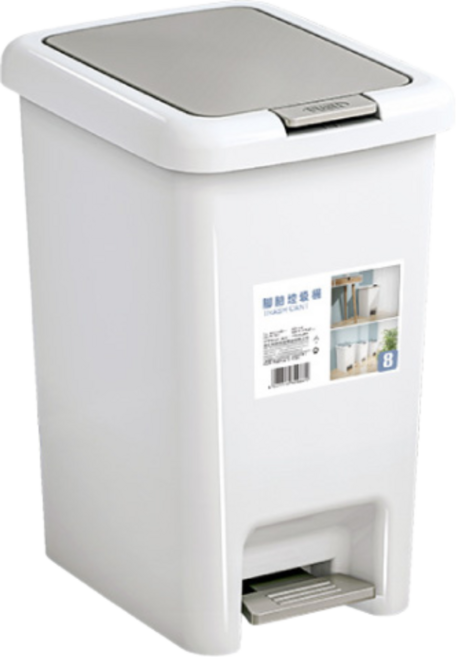 JOEKI 雙開式腳踏垃圾桶 6.5L/8L/10L/15L/20L 帶蓋掀蓋式垃圾筒, 白灰色