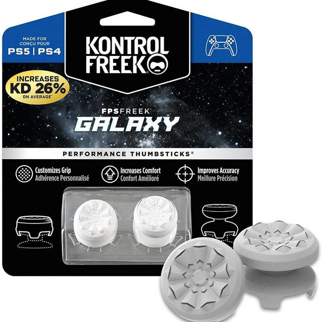 KontrolFreek FPS Freek Galaxy 適用於 PS5 / PS4 / Xbox Series X/S / Xbox One 性能遊戲搖桿帽, PS白色, 1個
