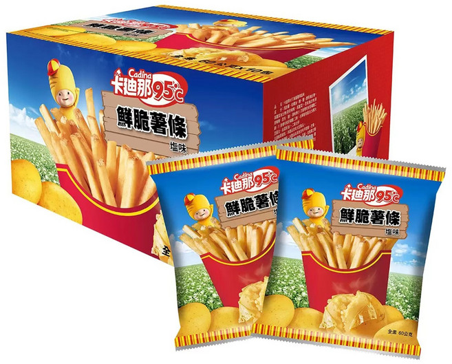 卡迪那95℃鮮脆薯條鹽味 酥脆口感獨立包裝 休閒零食, 600g, 1箱