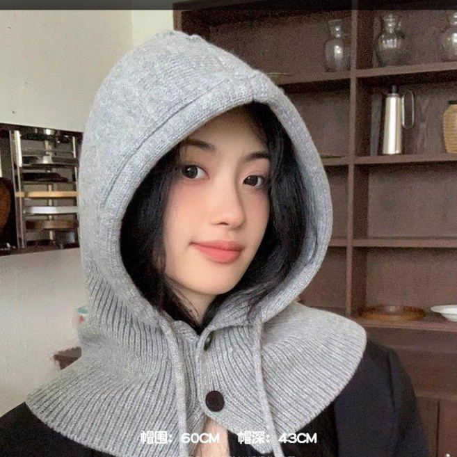 帽子 巴拉克拉法帽子冬季圍脖一體顯臉護耳毛線毛線帽情侶針織保暖