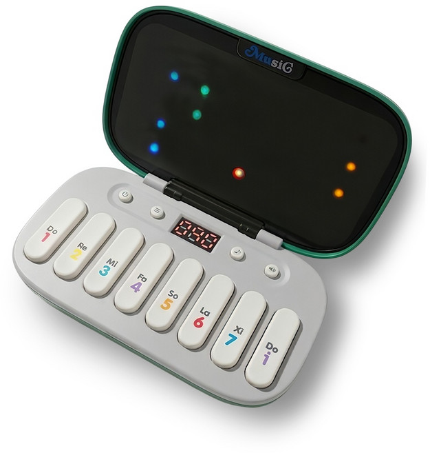 KONIX 掌上音樂電子琴 兒童音樂玩具 學習音樂 手眼協調訓練 幼兒益智玩具, 綠色, 1個, 331A