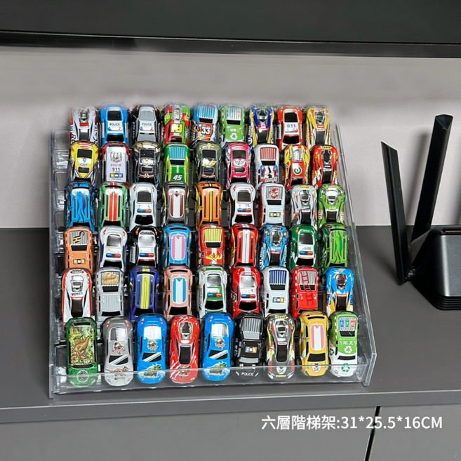 兒童玩具車展示架 三層階梯展示架, 卡扣款—6層 階梯展示架, 6層