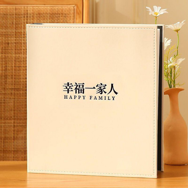 6寸1000張相冊本紀念冊家庭版大容量5寸插頁式情侶明信片收納冊 副廠商品, 快樂一家人 皮質相冊 卡其色,5寸1000張過塑標準可放, 卡其色, 5寸, 1000張