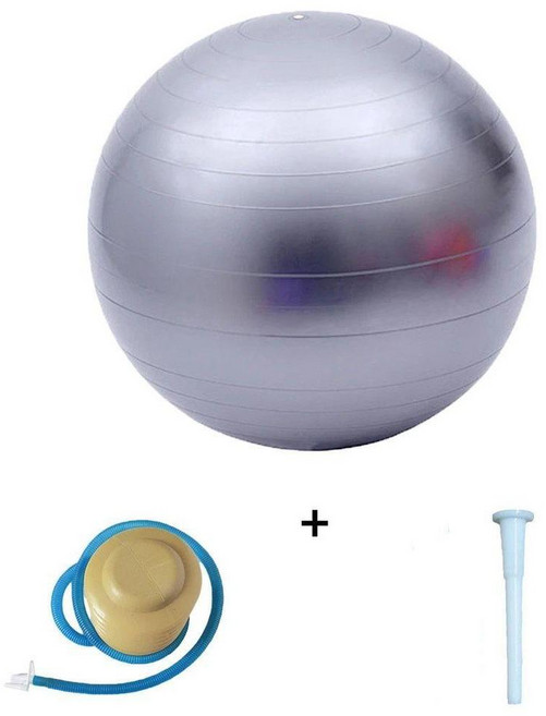 瑜伽球 套裝 健身球 附打氣筒, 灰色 贈送打氣筒-瘦腰美背 ,45CM 150-160