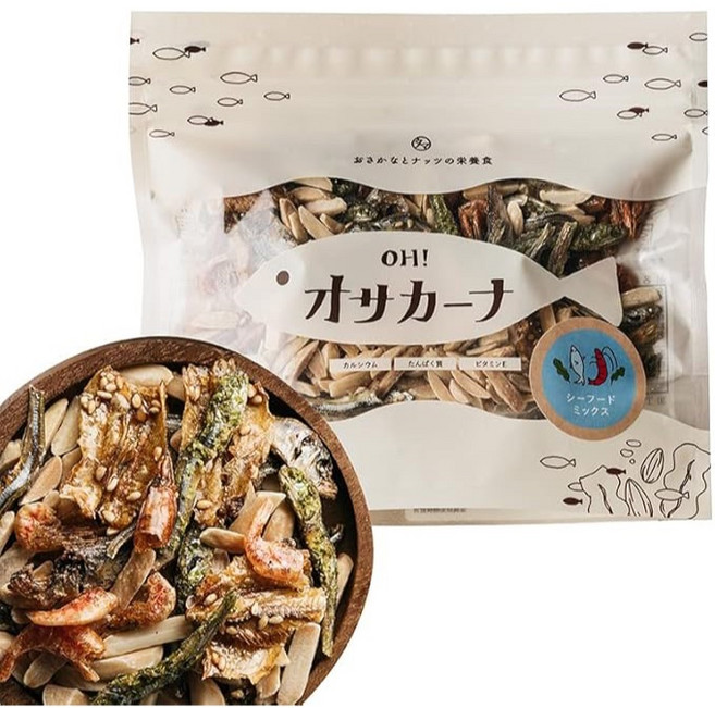 九州小玉 OH! sakana 小魚乾杏仁健康零食, 1個, 海鮮綜合風味