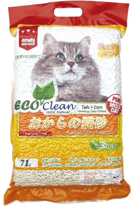 艾可ECO豆腐貓砂 7L 多種口味可選 (原味/綠茶/玉米/活性碳) 3.5mm顆粒 低粉塵 可沖馬桶, 4個, 艾可長條玉米, 2.8kg, 玉米
