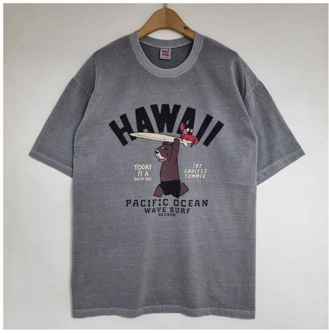 ROCK TEES 韓國風格夏威夷男女同款短袖T恤, 深灰