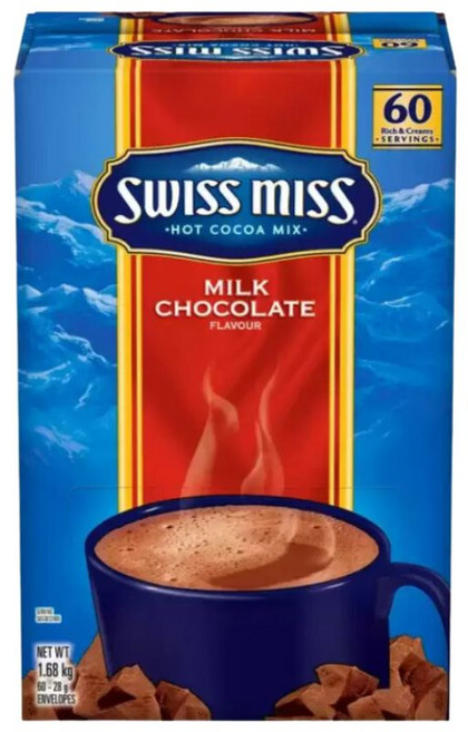 Swiss Miss 即溶可可粉 香醇巧克力 暖心飲品 獨立包裝方便攜帶 嚴選優質可可豆, 28g, 60個裝, 1箱