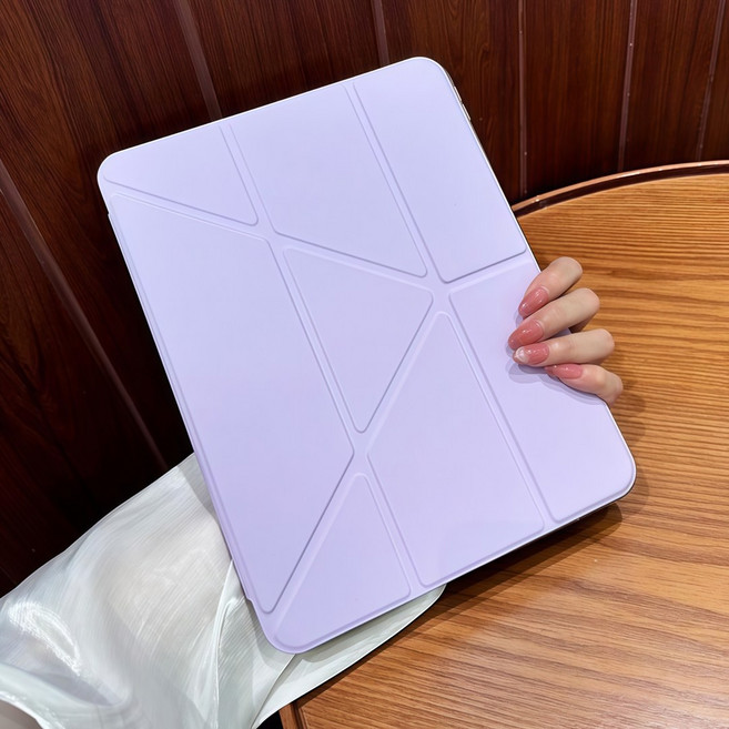 適用於 iPad 三折 Y型立架 防摔保護殼 帶筆槽 平板電腦保護套, 星雲紫, 1個