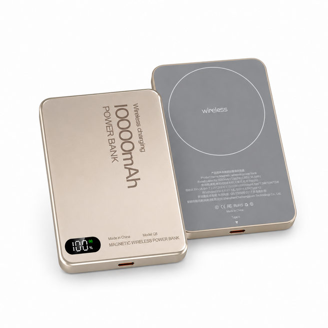 【隔日到貨 3C WH標示】10000mAh MagSafe 行動電源 無線磁吸 移動電源 無線充電 外接式電池 行動充, 玫瑰金, Q8