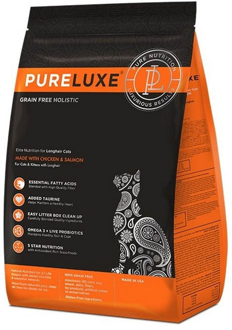 PURELUXER 純華 無穀貓糧 11LB 無穀貓 貓乾糧 貓主食 貓飼料, 1個, 長毛貓,宅配限20公斤(過重運費另計)