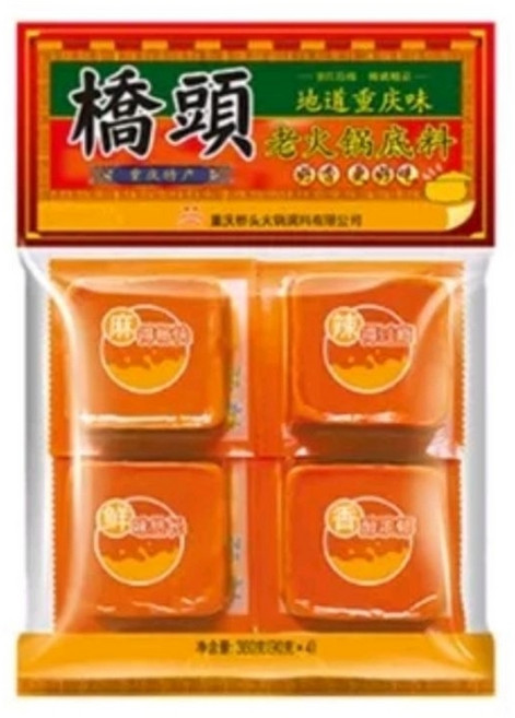 【黃氏商行】 名揚 好人家 秋霞 大紅袍 紅99 德莊 正宗重慶 麻辣鍋 火鍋底料, 1個, 橋頭360g