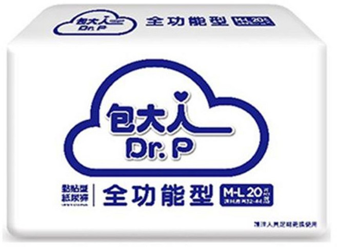 Dr. P 包大人全功能型 黏貼型成人紙尿褲 M-L, 中等的, 1箱, 80片