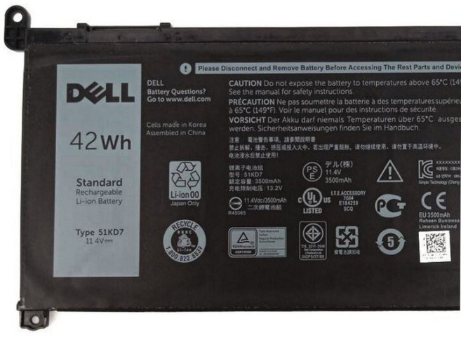 3芯 電池 FY8XM Y07HK 內置電池 11.4V 42WH, 1個, 51KD7 電池-保固三個月