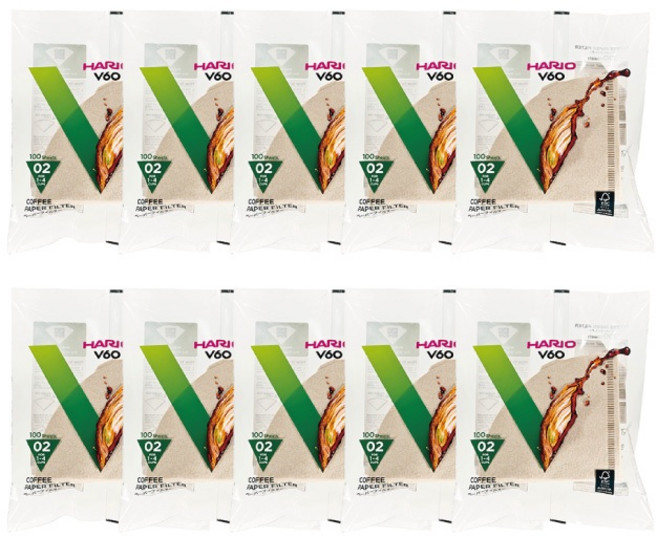 Hario V60濾紙110張x10包/原色 / VCF-02-110M VCF-02-110W, 10個, 原色(無漂白), 100個