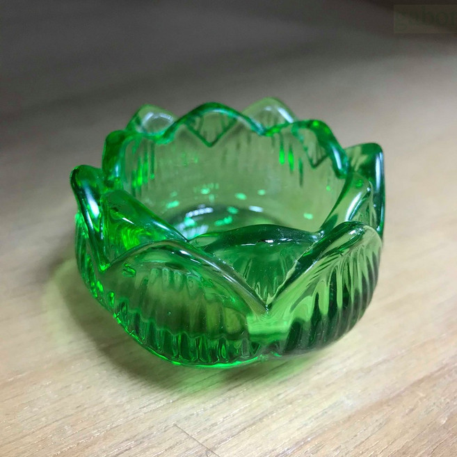 新韻傳音 玻璃燭台 X217 X227, (小)蓮心燭杯-綠色