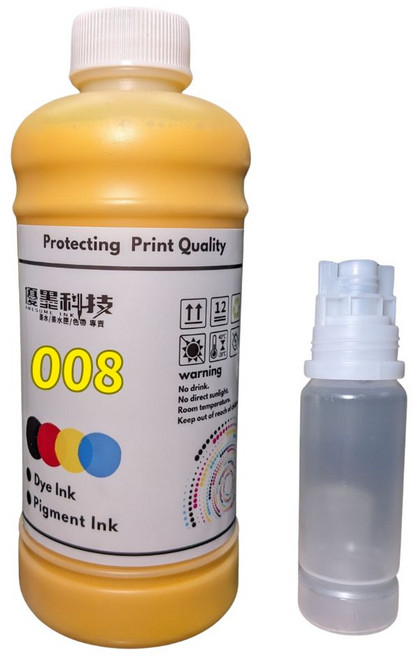 優墨 適用EPSON 008 商業用500ml 相容防水型 贈空瓶 L系列印表機 L15160 L6490 M2170, 黃 Y(需統編請備註),001/003/005/008瓶
