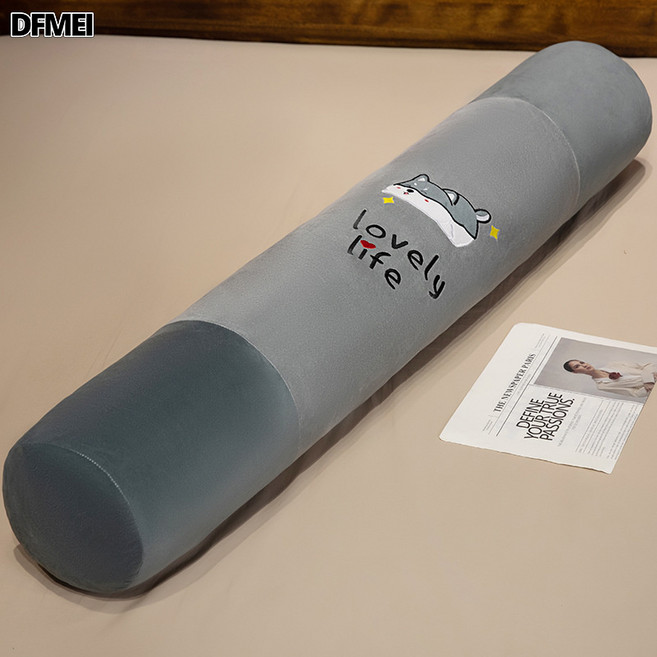 DFMEI 睡覺夾腿抱枕長條枕女生枕頭牀頭靠墊大靠背牀上側睡長靠枕可拆洗, 灰色哈士奇【柔軟水晶絨面料】
