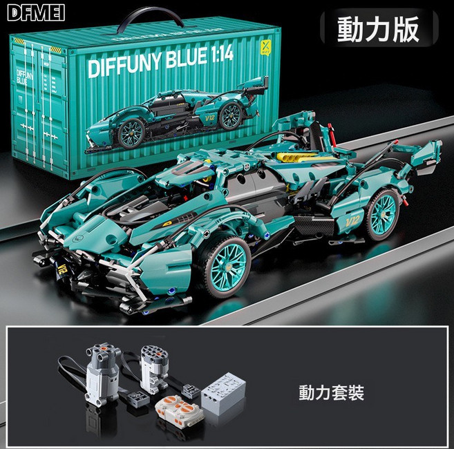 DFMEI 1-14積木車拼裝超跑兼容樂高遙控玩具兒童玩具汽車賽車模型小顆粒, 1個, 1-14蒂芙尼動態版:如圖